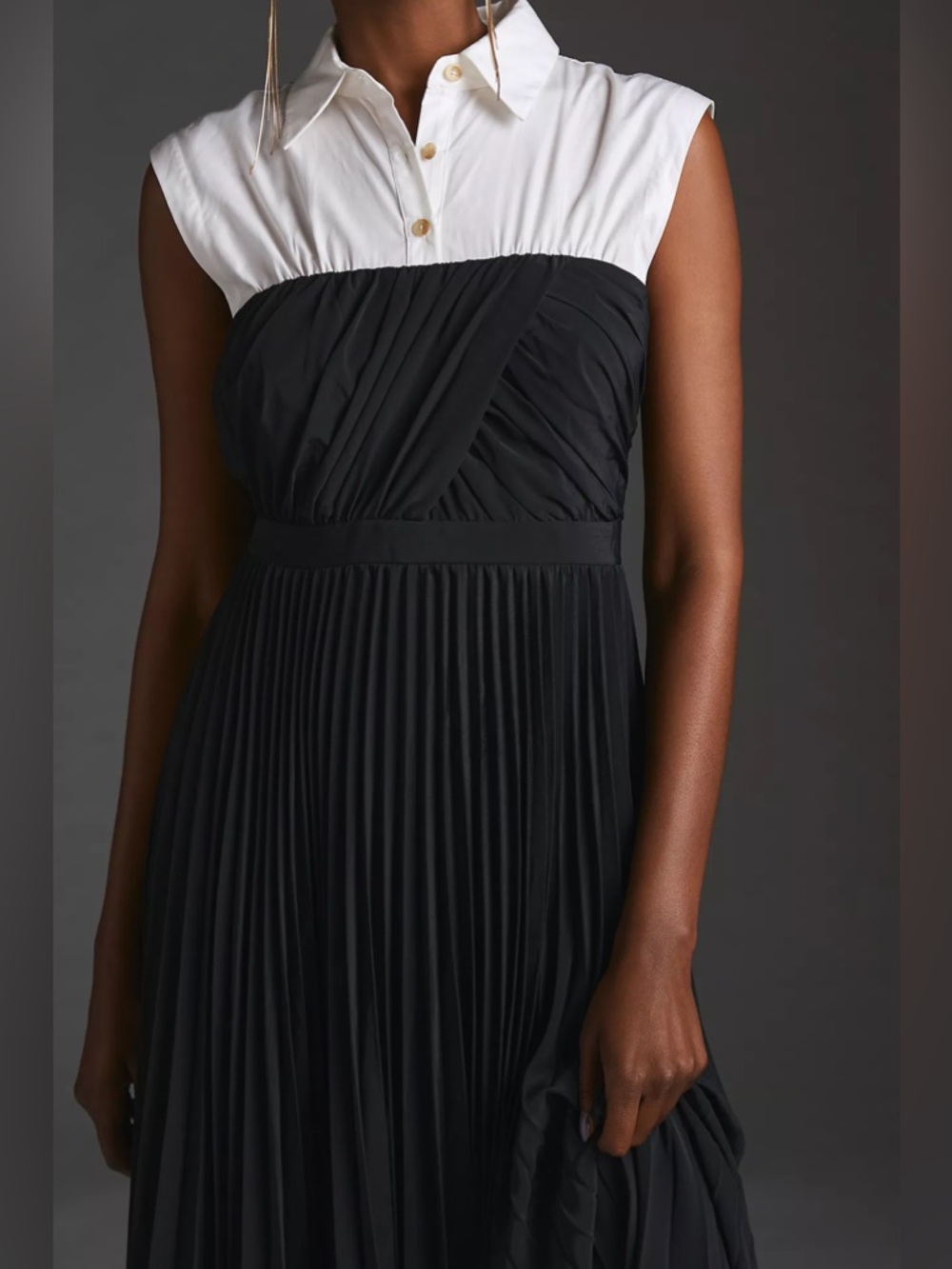 Anthropologie Maeve Pleated Twofer Midi Shirt Dress - Picture 13 of 13